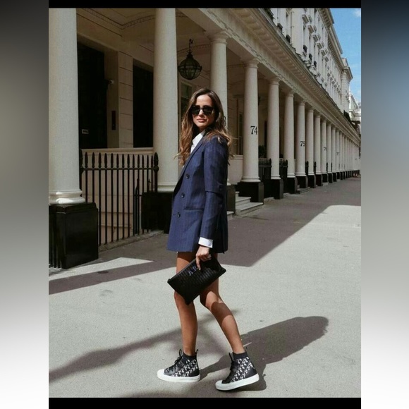 Authentic Dior Oblique High-Top Sneakers Size 40 US 9 Deep Blue - Picture 11 of 11